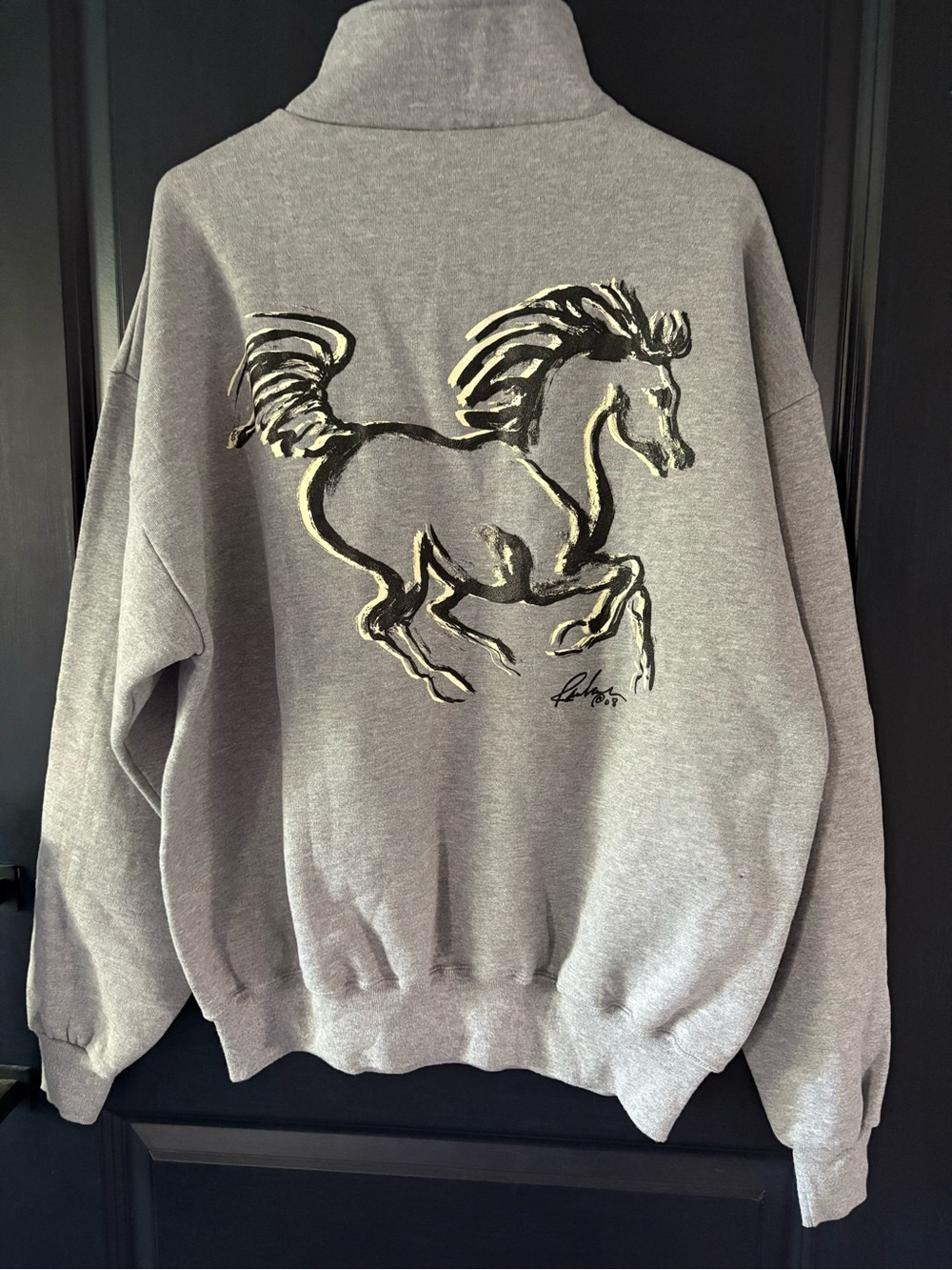 Animals to Wear Rebecca Raubacher Horse Sweatshirt XL Equestrian Art 2008
